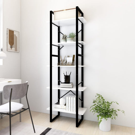 Bücherregal 5 Fächer Weiß 60x30x175 cm Holzwerkstoff - Pazzar.ch