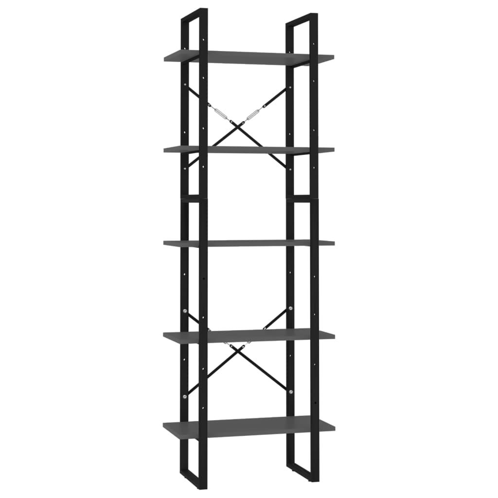 Bücherregal 5 Fächer Grau 60x30x175 cm Holzwerkstoff - Pazzar.ch