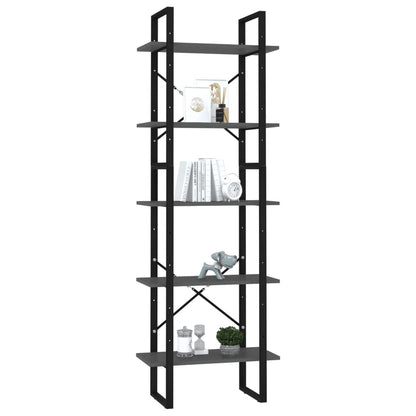 Bücherregal 5 Fächer Grau 60x30x175 cm Holzwerkstoff - Pazzar.ch