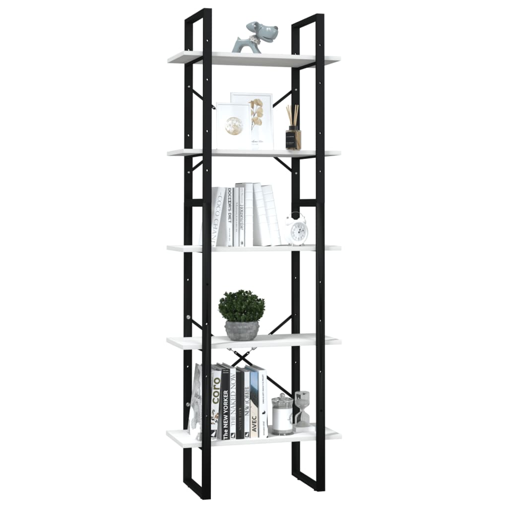 Bücherregal 5 Fächer Weiß 60x30x175 cm Massivholz Kiefer - Pazzar.ch