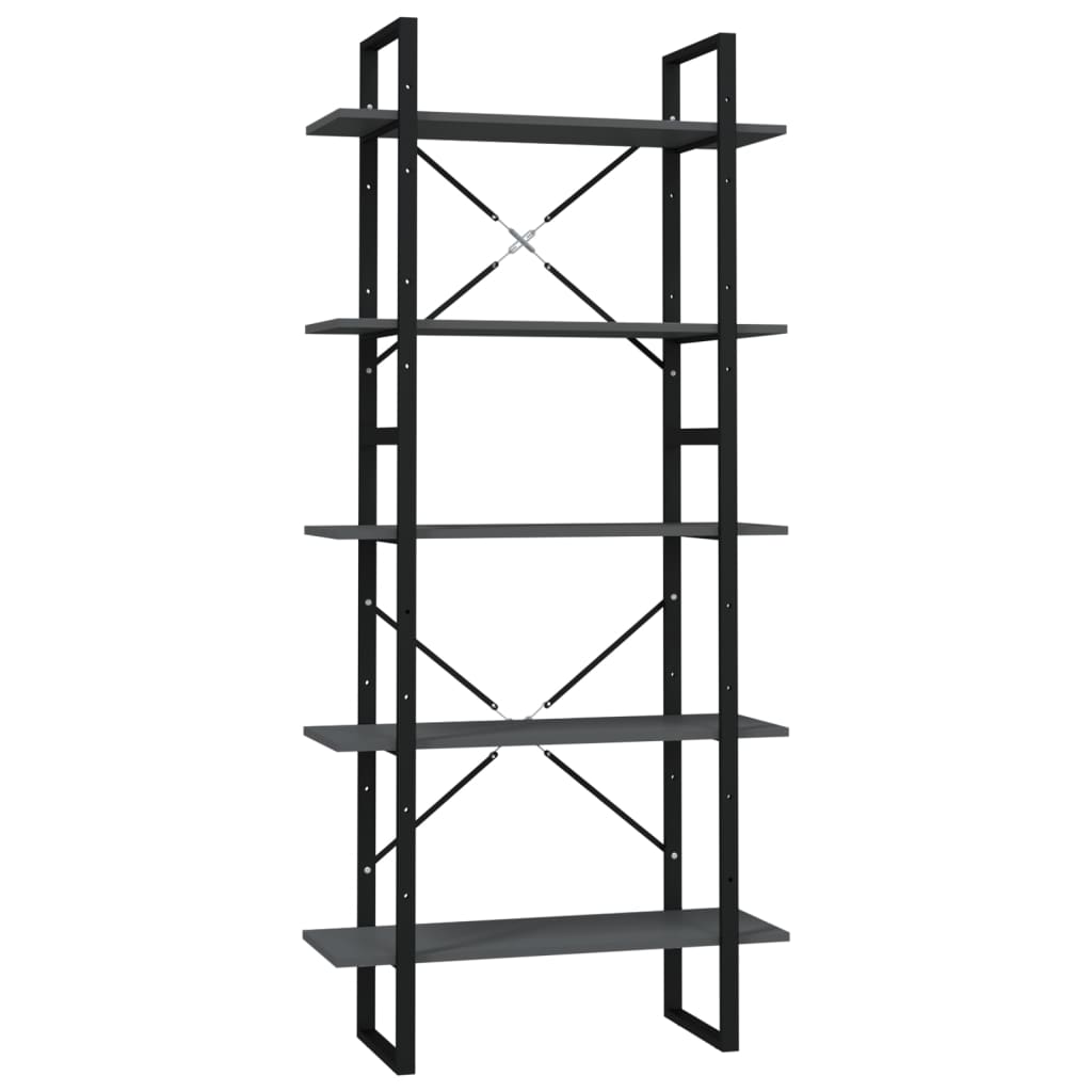Bücherregal 5 Fächer Grau 80x30x175 cm Holzwerkstoff - Pazzar.ch