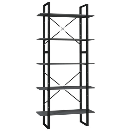 Bücherregal 5 Fächer Grau 80x30x175 cm Holzwerkstoff - Pazzar.ch