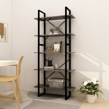 Bücherregal 5 Fächer Grau 80x30x175 cm Holzwerkstoff - Pazzar.ch