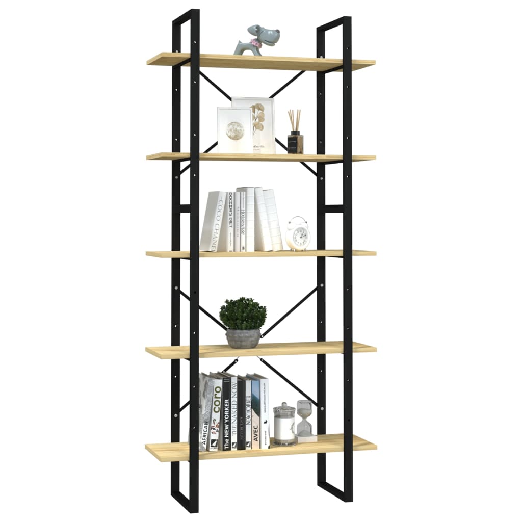 Bücherregal 5 Fächer 80x30x175 cm Massivholz Kiefer - Pazzar.ch