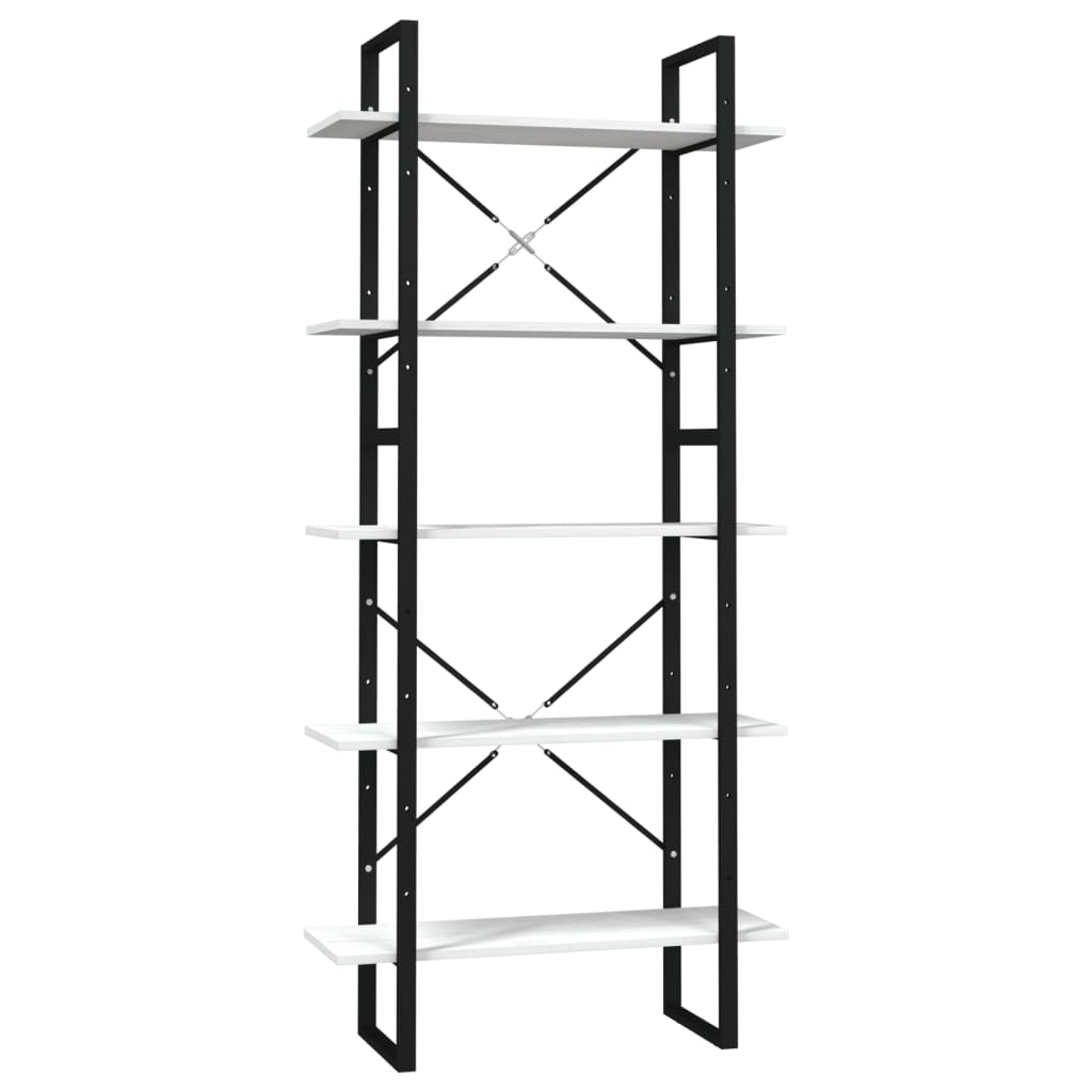 Bücherregal 5 Fächer Weiß 80x30x175 cm Massivholz Kiefer - Pazzar.ch
