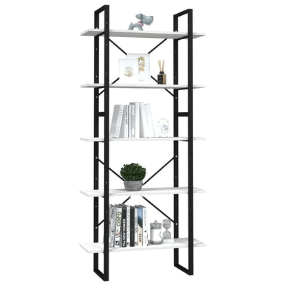 Bücherregal 5 Fächer Weiß 80x30x175 cm Massivholz Kiefer - Pazzar.ch