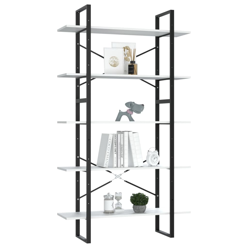 Bücherregal 5 Fächer Weiß 100x30x175 cm Holzwerkstoff - Pazzar.ch