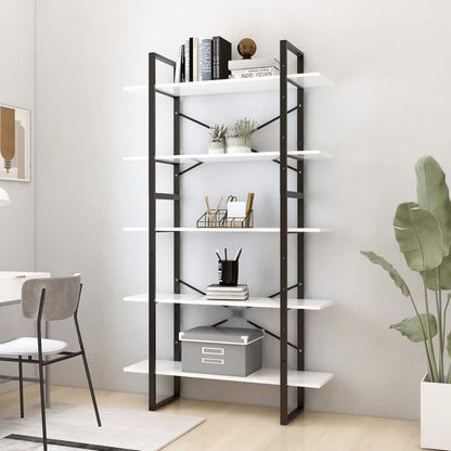 Bücherregal 5 Fächer Weiß 100x30x175 cm Holzwerkstoff - Pazzar.ch