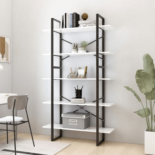Bücherregal 5 Fächer Weiß 100x30x175 cm Holzwerkstoff - Pazzar.ch