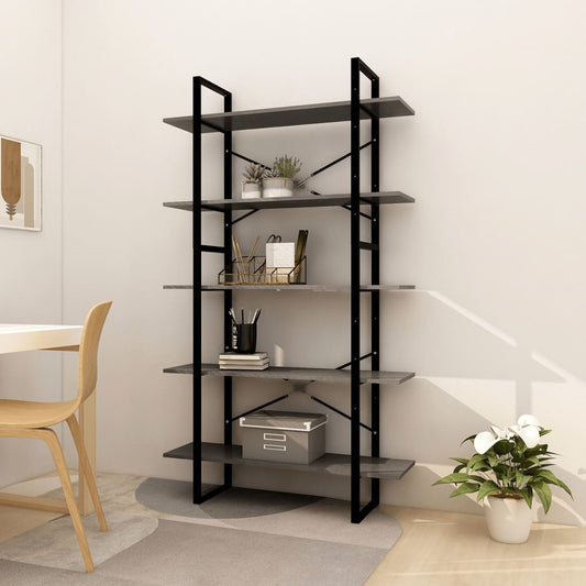 Bücherregal 5 Fächer Grau 100x30x175 cm Massivholz Kiefer - Pazzar.ch