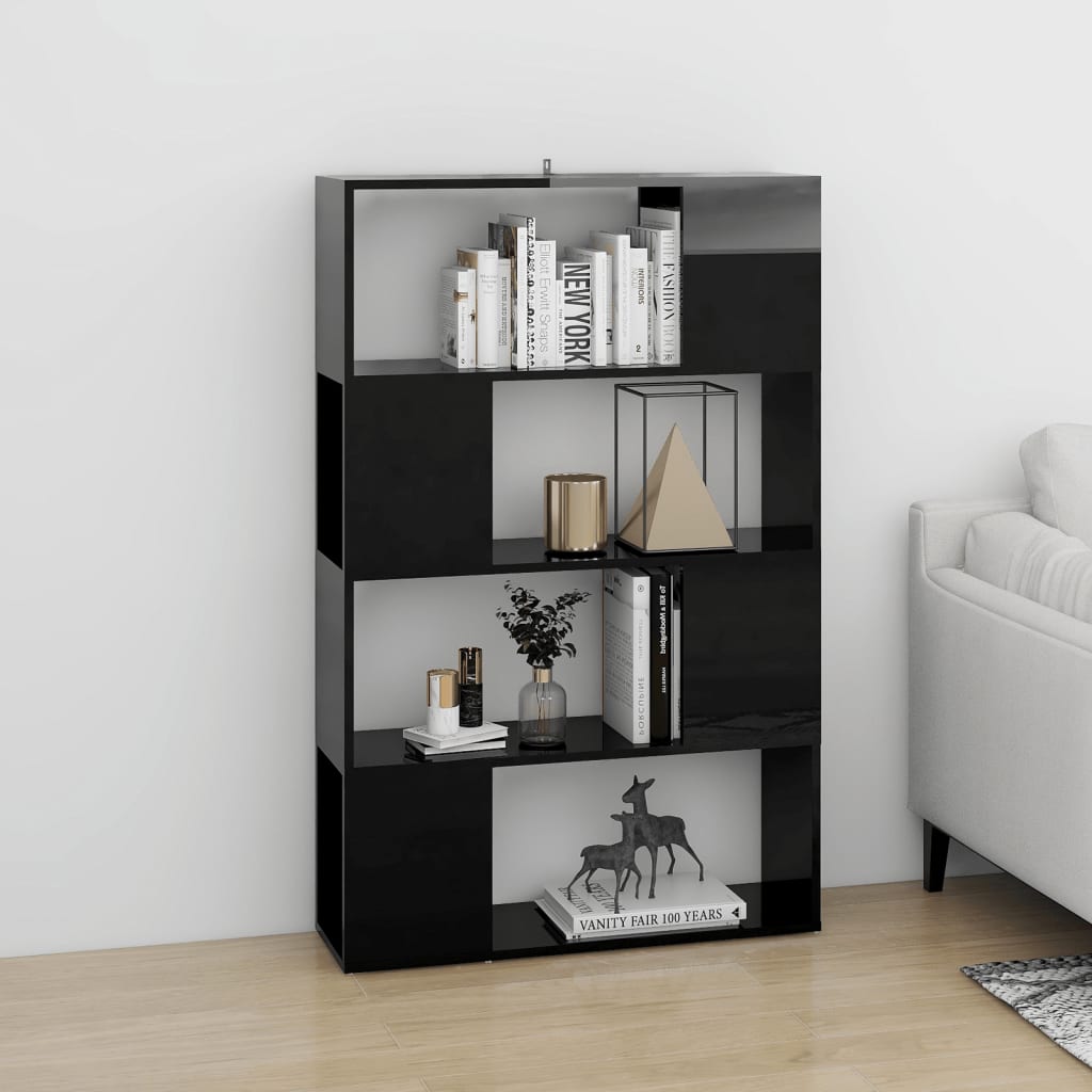 Bücherregal Raumteiler Hochglanz-Schwarz 80x24x124,5 cm - Pazzar.ch