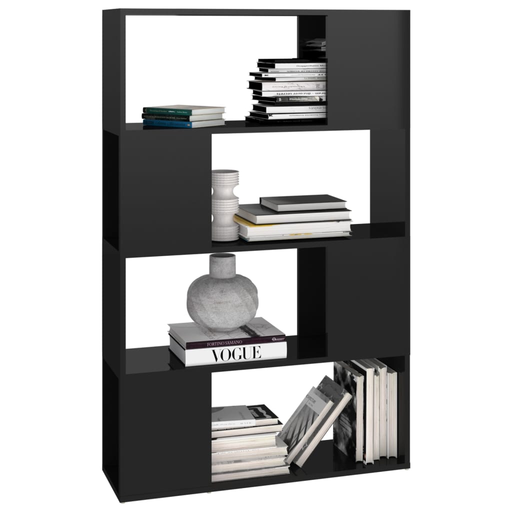 Bücherregal Raumteiler Hochglanz-Schwarz 80x24x124,5 cm - Pazzar.ch