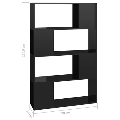 Bücherregal Raumteiler Hochglanz-Schwarz 80x24x124,5 cm - Pazzar.ch