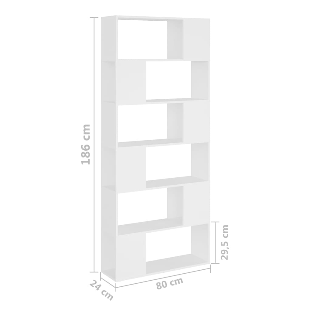 Bücherregal Raumteiler Weiß 80x24x186 cm Holzwerkstoff - Pazzar.ch