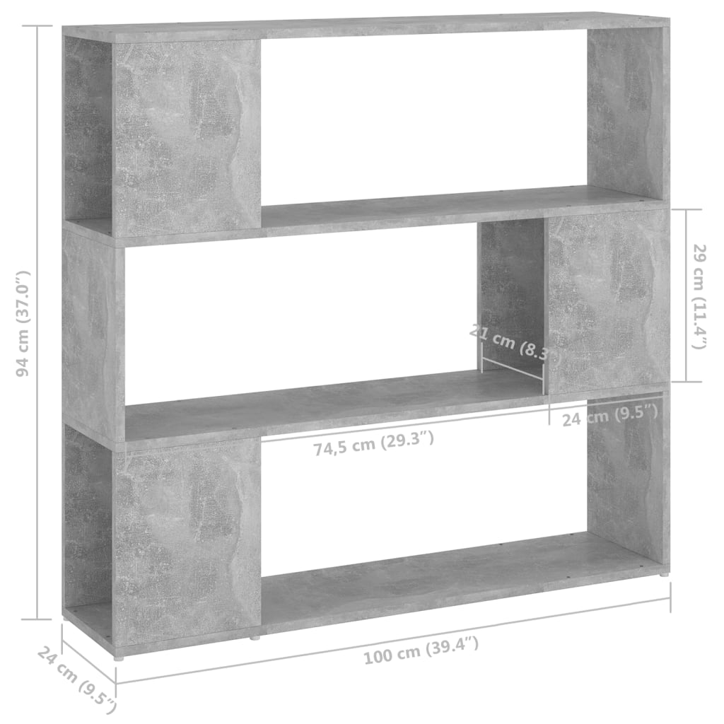 Bücherregal Raumteiler Betongrau 100x24x94 cm - Pazzar.ch