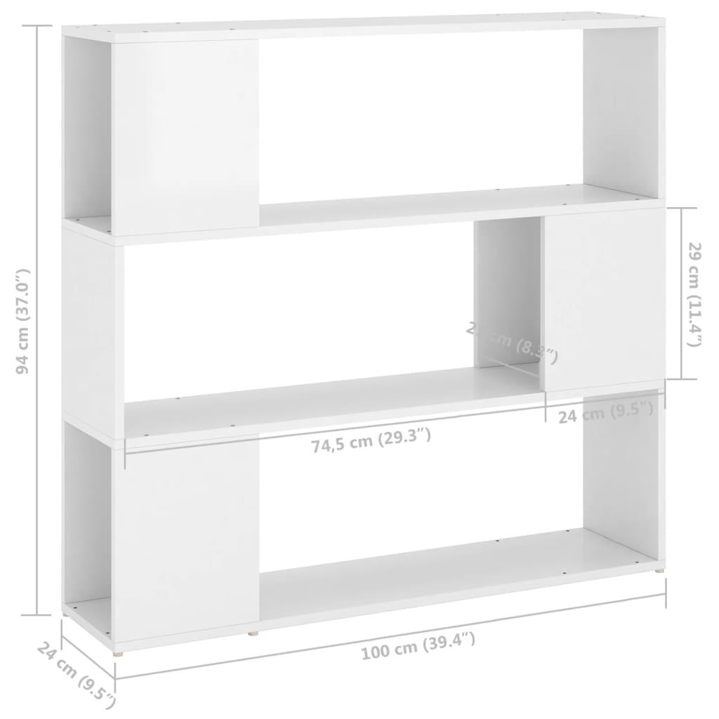 Bücherregal Raumteiler Hochglanz-Weiß 100x24x94 cm - Pazzar.ch