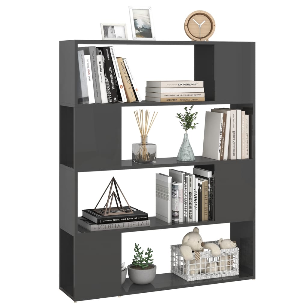 Bücherregal Raumteiler Hochglanz-Grau 100x24x124 cm - Pazzar.ch