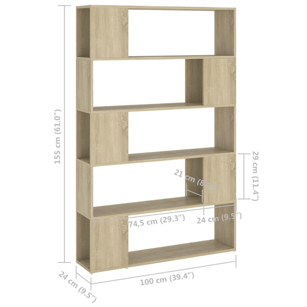 Bücherregal Raumteiler Sonoma-Eiche 100x24x155 cm Holzwerkstoff - Pazzar.ch