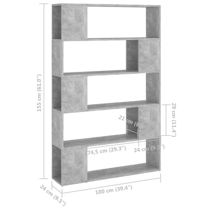 Bücherregal Raumteiler Betongrau 100x24x155 cm Holzwerkstoff - Pazzar.ch