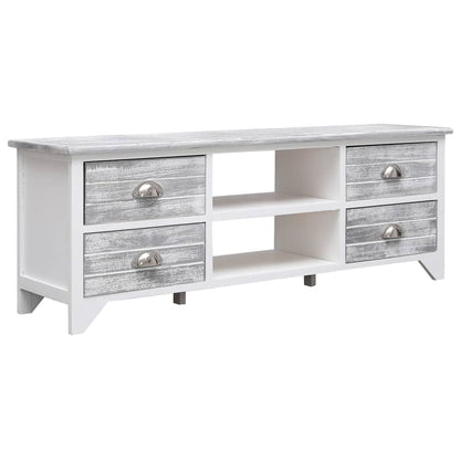 TV-Schrank Weiß und Grau 108x30x40 cm Massivholz Paulownia - Pazzar.ch