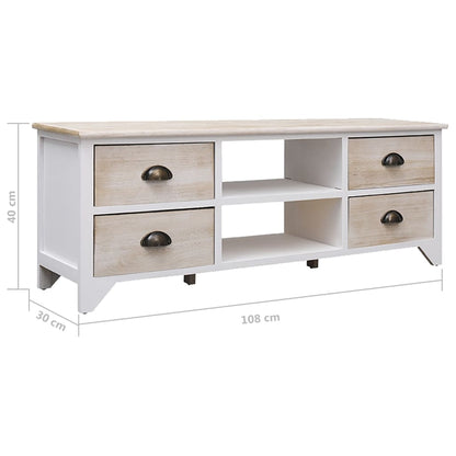TV-Schrank 108x30x40 cm Massivholz Paulownia - Pazzar.ch