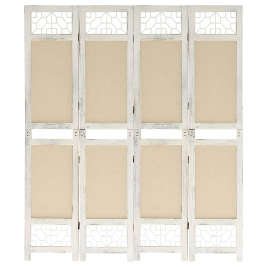 4-tlg. Raumteiler Creme 140x165 cm Stoff - Pazzar.ch