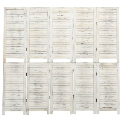 5-tlg. Raumteiler Antikweiß 178,5x166 cm Massivholz - Pazzar.ch