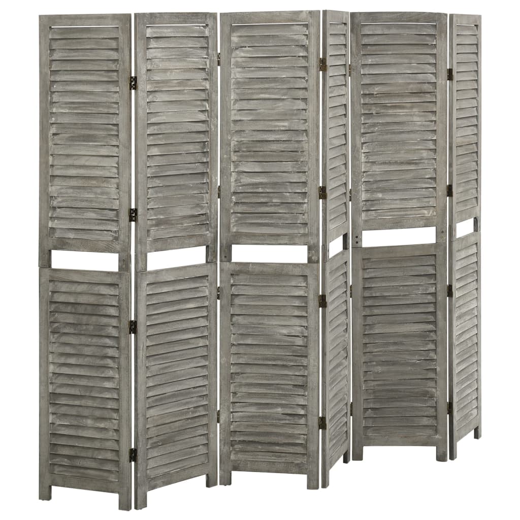 6-tlg. Raumteiler Grau 214x166 cm Massivholz - Pazzar.ch