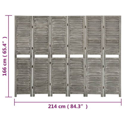6-tlg. Raumteiler Grau 214x166 cm Massivholz - Pazzar.ch