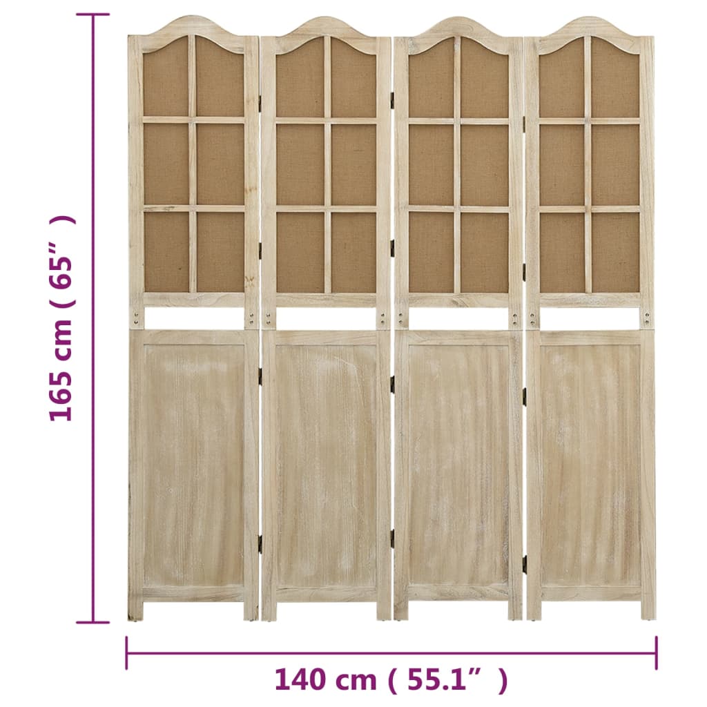 4-tlg. Raumteiler Braun 140x165 cm Stoff - Pazzar.ch