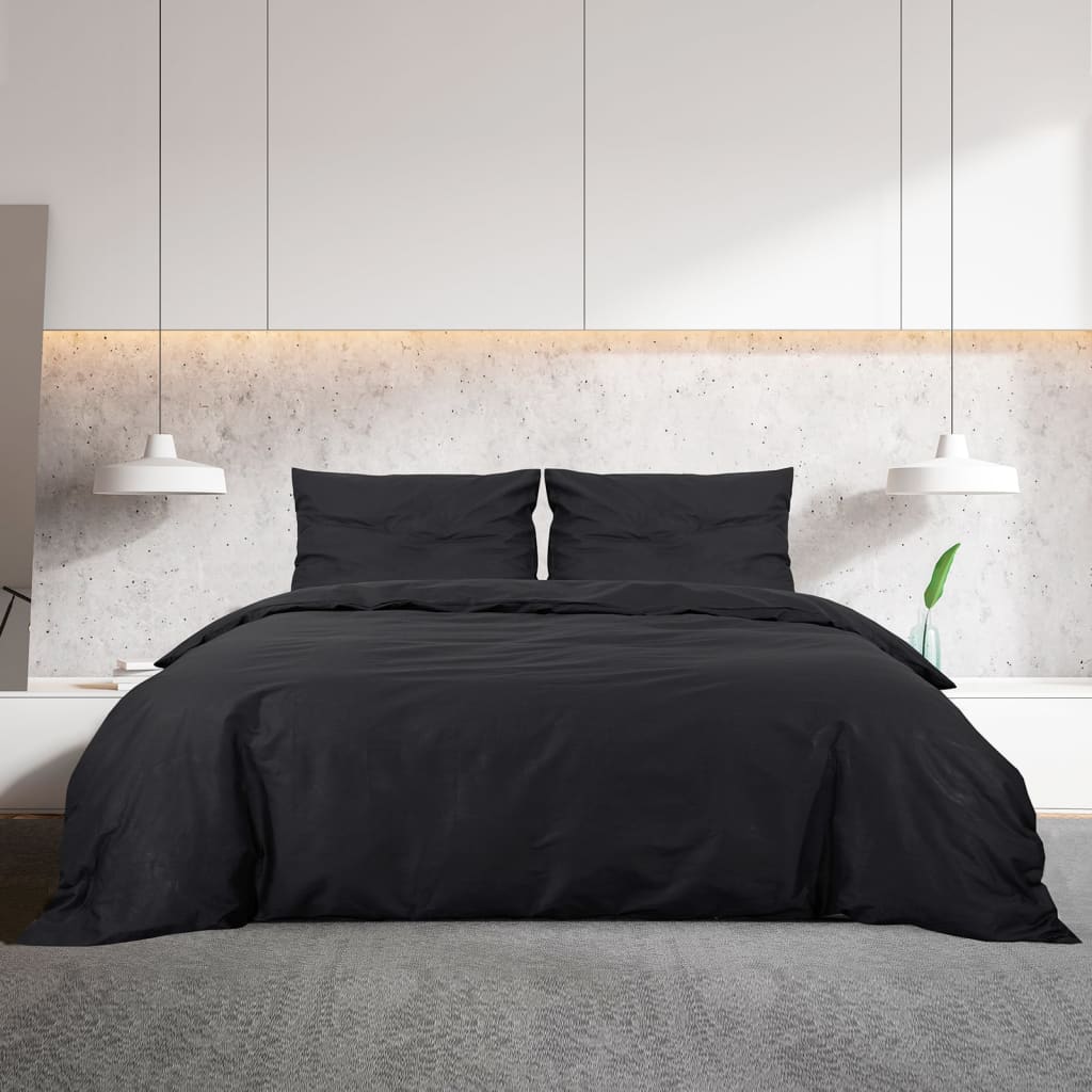 Bettwäsche-Set Schwarz 140x200 cm Leichte Mikrofaser - Pazzar.ch