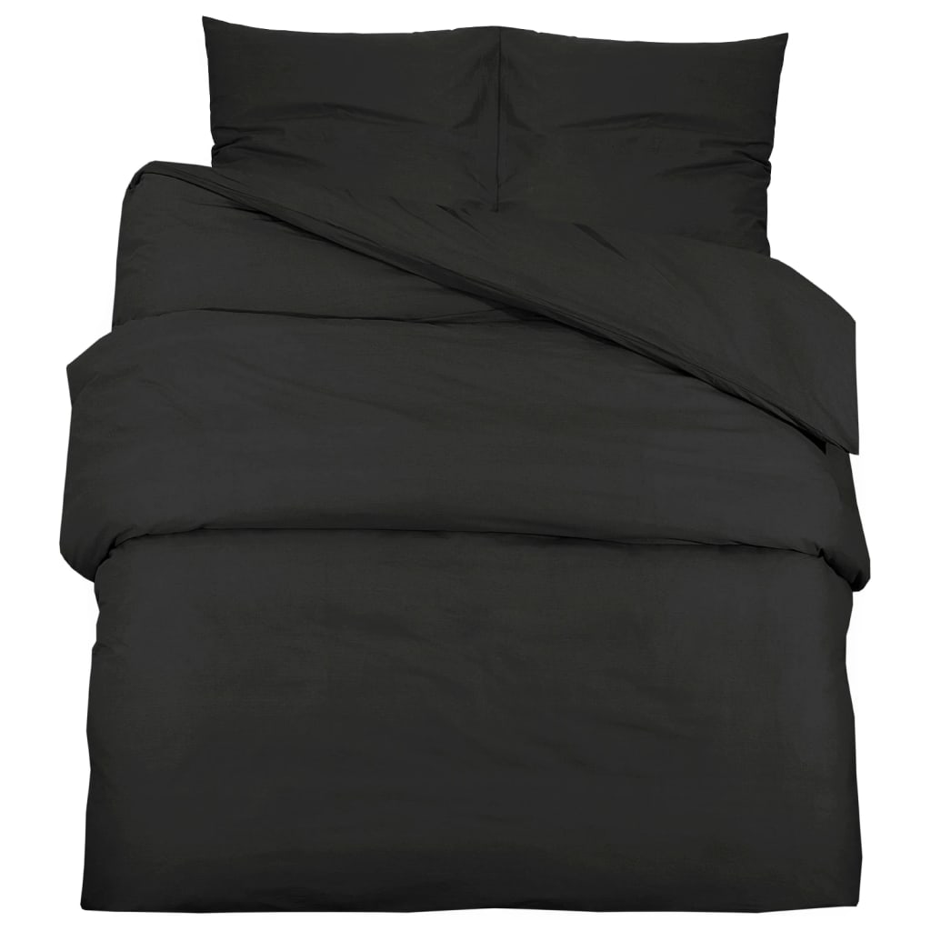 Bettwäsche-Set Schwarz 155x220 cm Leichte Mikrofaser - Pazzar.ch