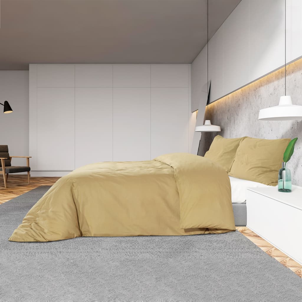 Bettwäsche-Set Taupe 135x200 cm Leichte Mikrofaser - Pazzar.ch