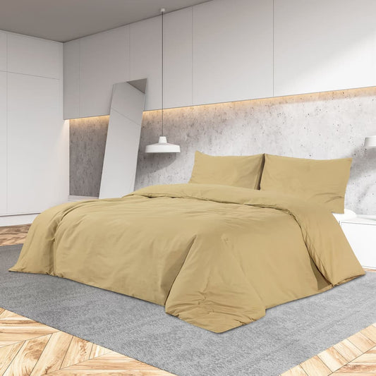Bettwäsche-Set Taupe 135x200 cm Leichte Mikrofaser - Pazzar.ch