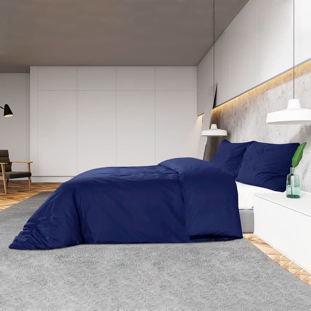Bettwäsche-Set Marineblau 240x220 cm Leichte Mikrofaser - Pazzar.ch