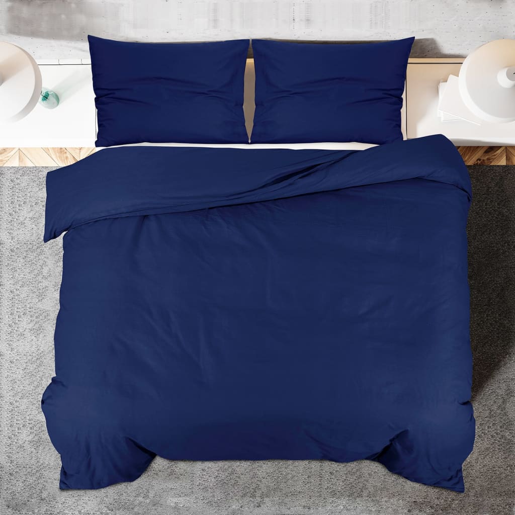 Bettwäsche-Set Marineblau 240x220 cm Leichte Mikrofaser - Pazzar.ch