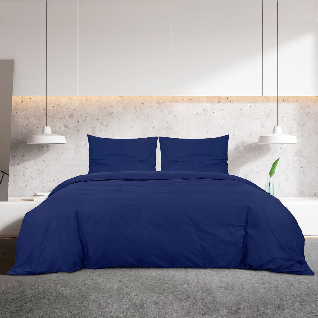 Bettwäsche-Set Marineblau 200x200 cm Leichte Mikrofaser - Pazzar.ch