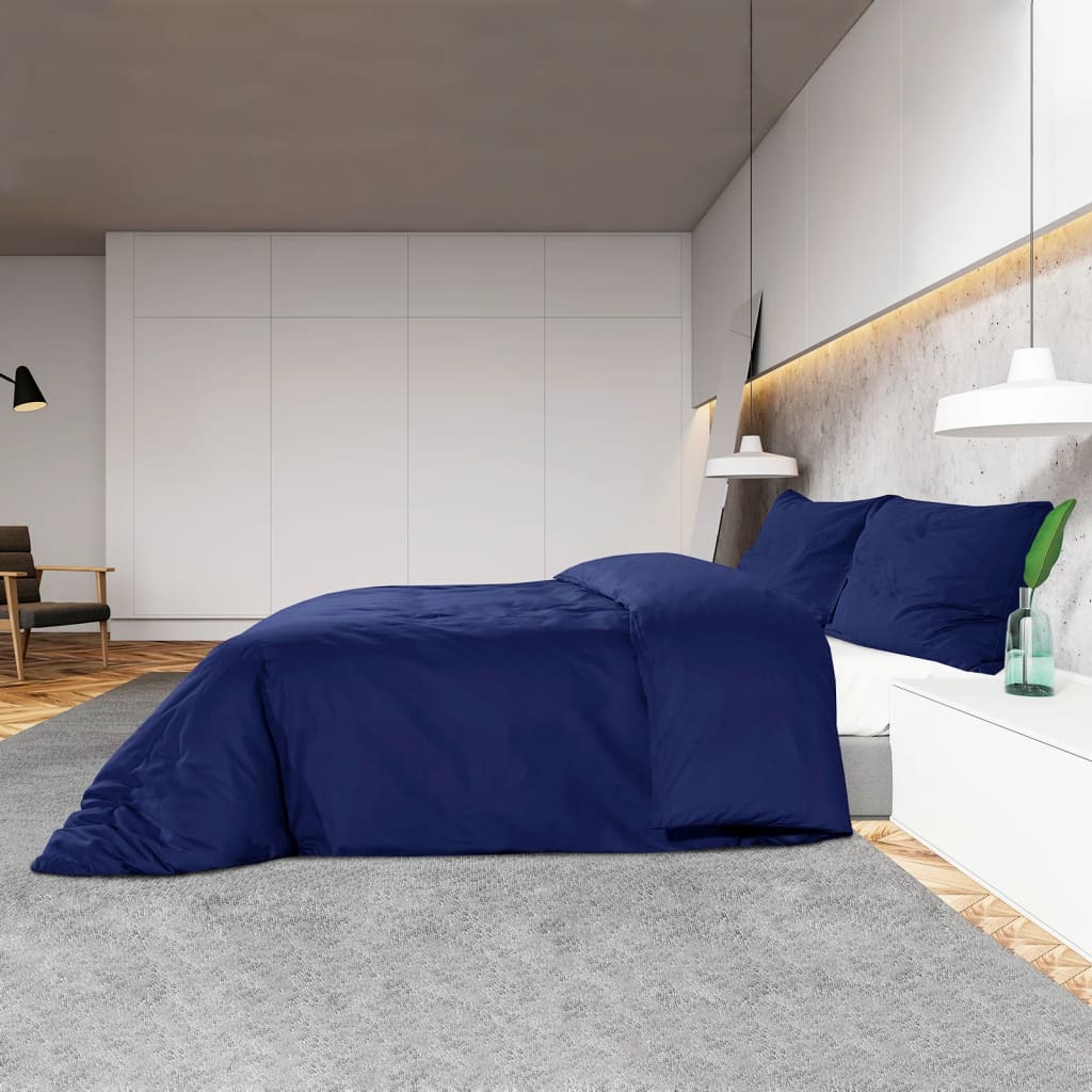 Bettwäsche-Set Marineblau 200x200 cm Leichte Mikrofaser - Pazzar.ch