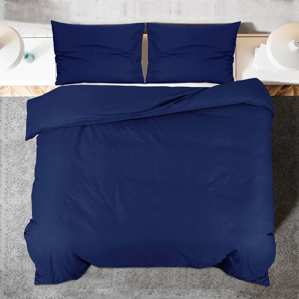 Bettwäsche-Set Marineblau 220x240 cm Leichte Mikrofaser - Pazzar.ch