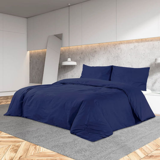 Bettwäsche-Set Marineblau 260x240 cm Leichte Mikrofaser - Pazzar.ch