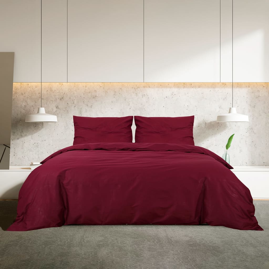 Bettwäsche-Set Bordeauxrot 240x220 cm Leichte Mikrofaser - Pazzar.ch