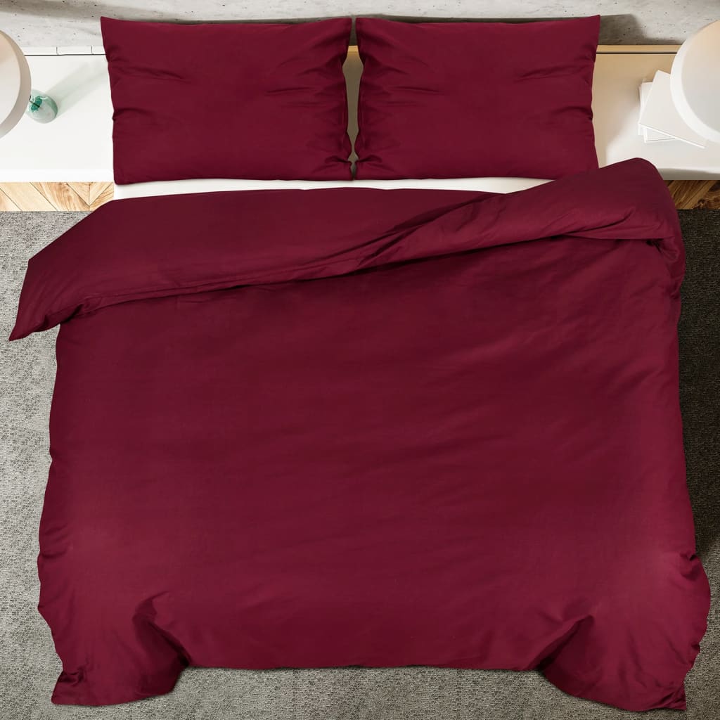 Bettwäsche-Set Bordeauxrot 240x220 cm Leichte Mikrofaser - Pazzar.ch