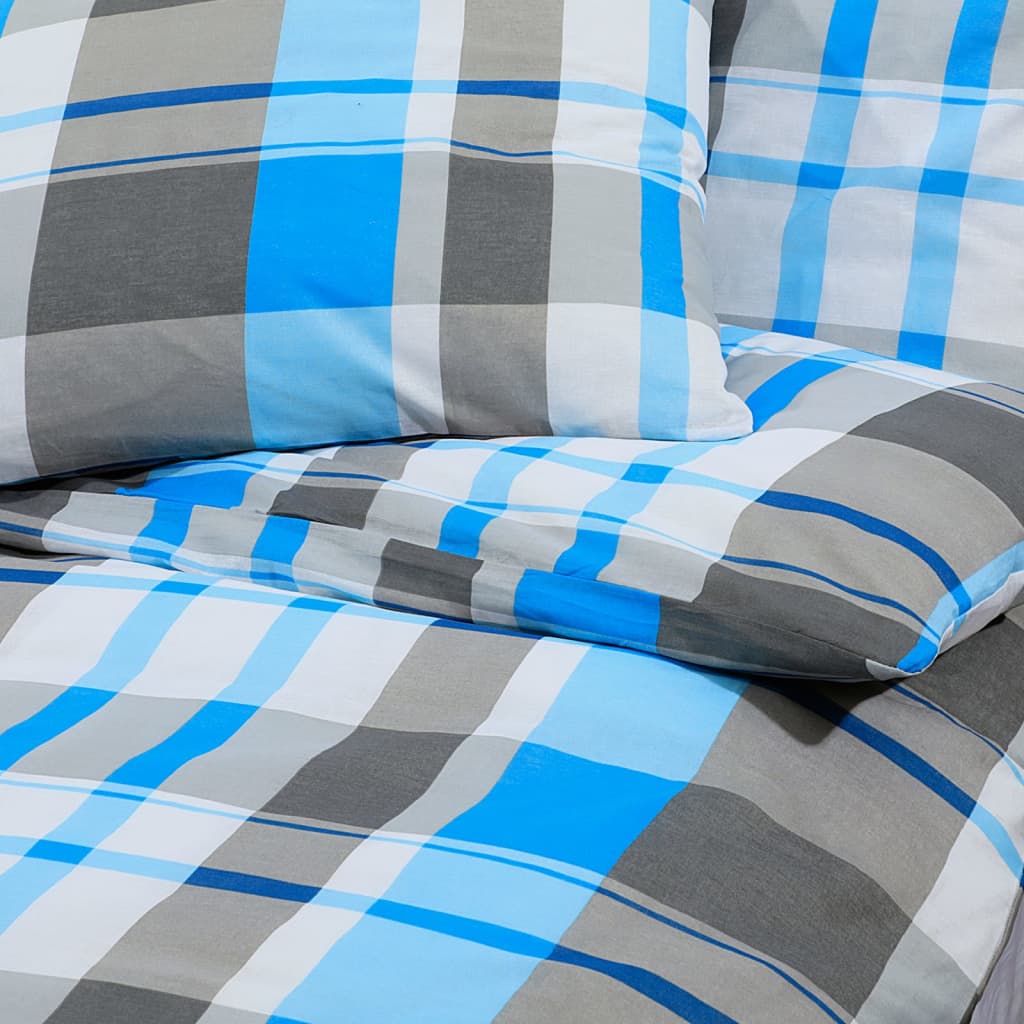 Bettwäsche-Set Blau und Grau 200x200 cm Baumwolle - Pazzar.ch