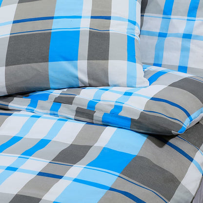 Bettwäsche-Set Blau und Grau 200x200 cm Baumwolle - Pazzar.ch