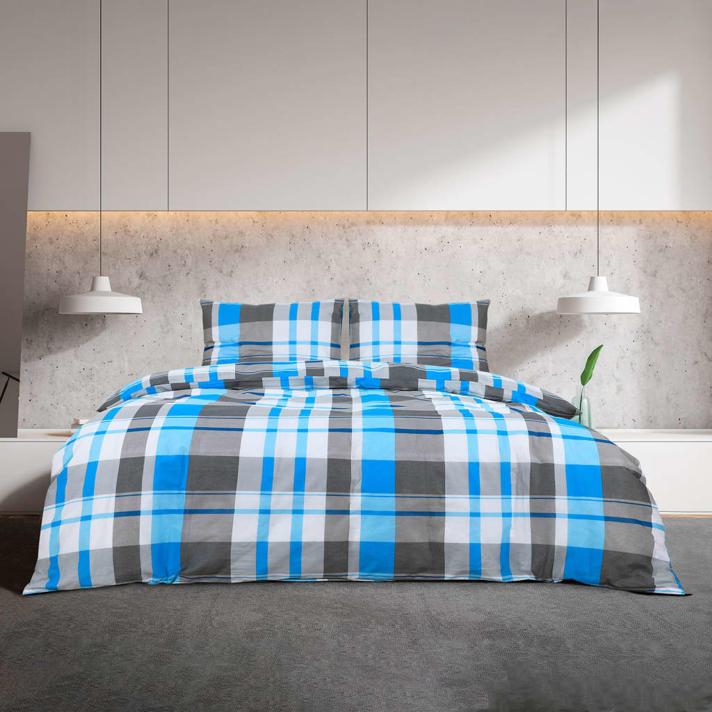 Bettwäsche-Set Blau und Grau 135x200 cm Baumwolle - Pazzar.ch