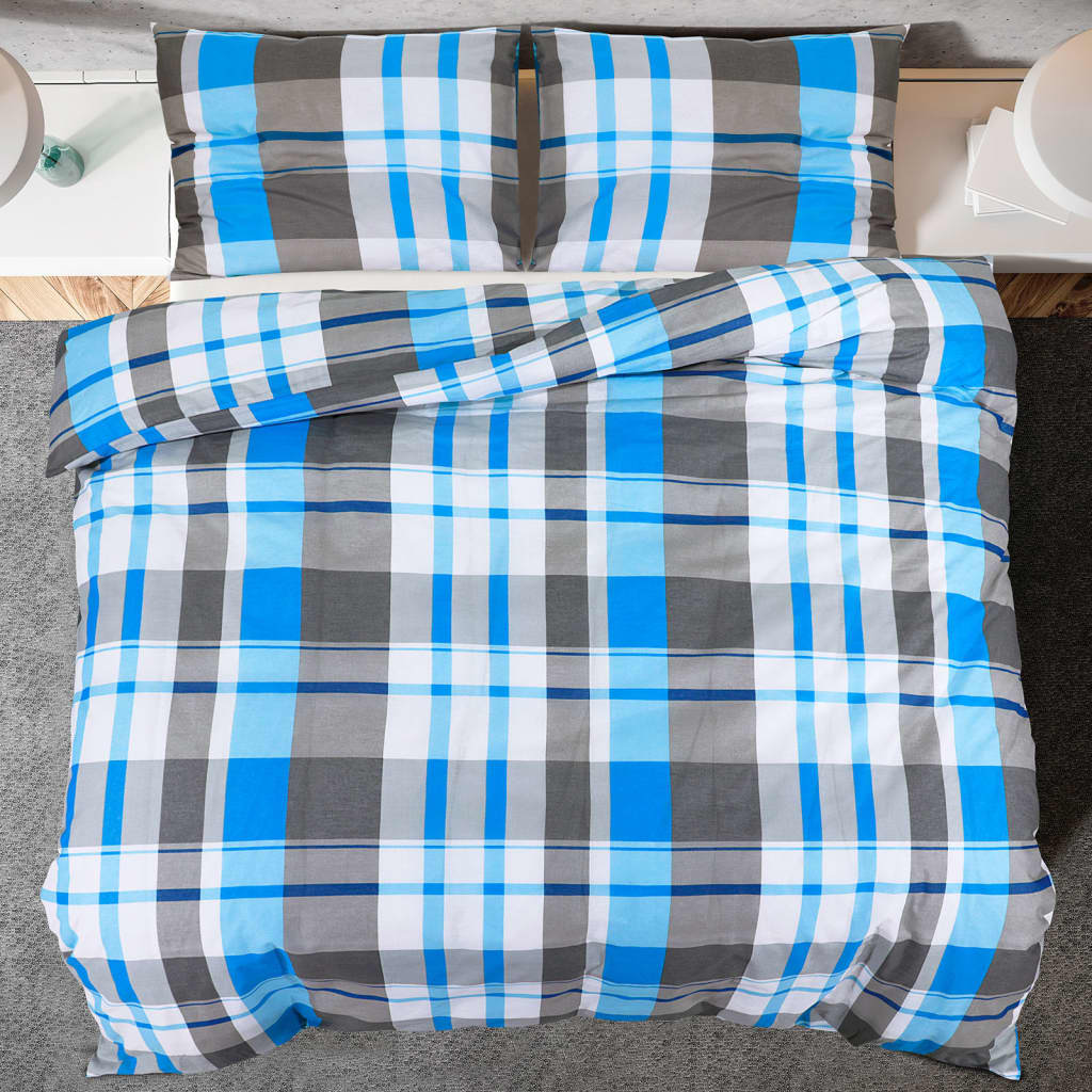 Bettwäsche-Set Blau und Grau 135x200 cm Baumwolle - Pazzar.ch