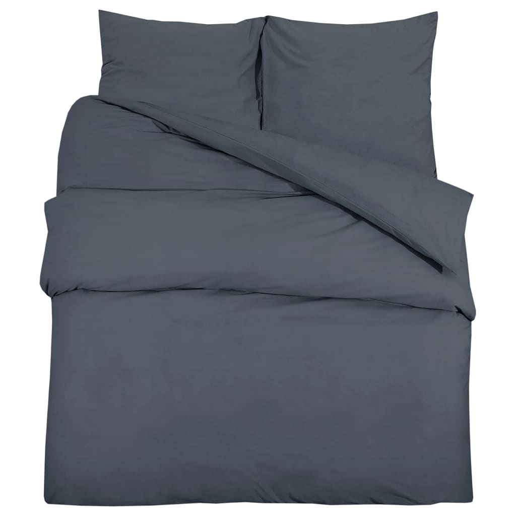 Bettwäsche-Set Anthrazit 240x220 cm Baumwolle - Pazzar.ch