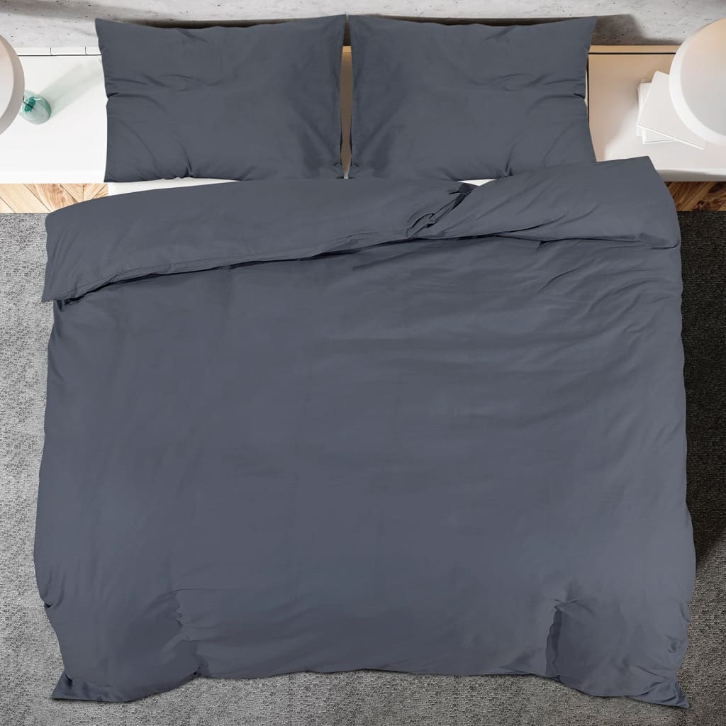 Bettwäsche-Set Anthrazit 220x240 cm Baumwolle - Pazzar.ch