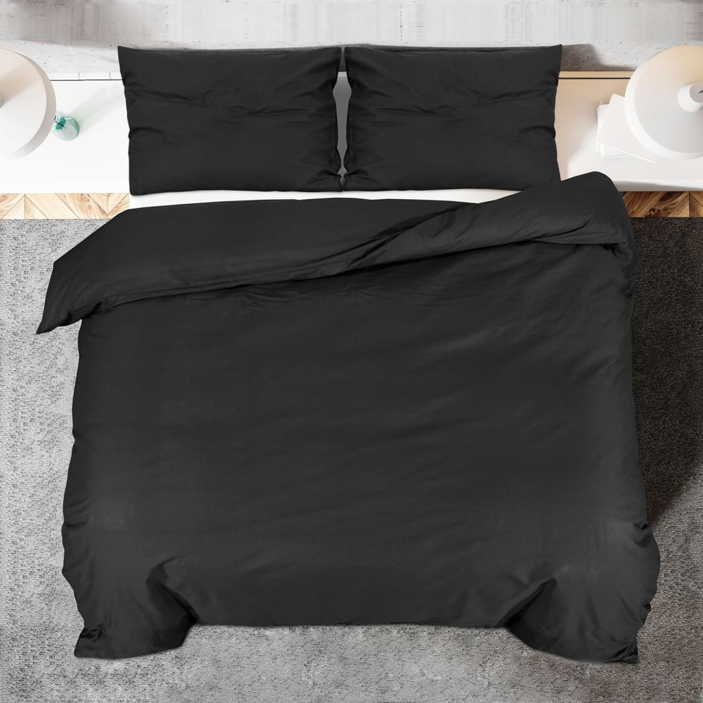 Bettwäsche-Set Schwarz 200x220 cm Baumwolle - Pazzar.ch