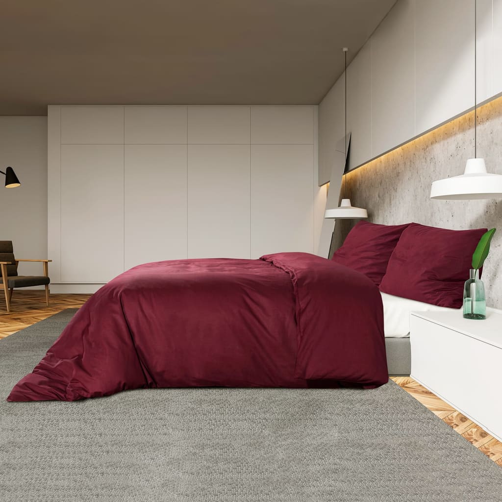 Bettwäsche-Set Bordeauxrot 135x200 cm Baumwolle - Pazzar.ch
